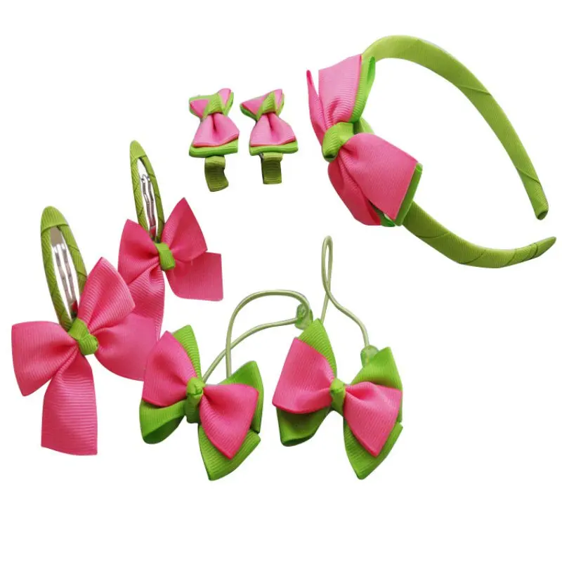 

Cute Baby Gilrs Headwear Set Hairpins Elastic Hair Bands Handmade Dots Headbands Hair Clips Girls Hair Accessories