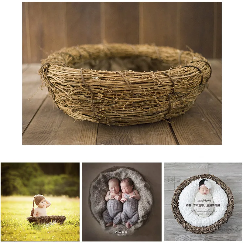 

Newborn Photography Props Basket Nest Baby Photography Props Forest Flower Bird Nest Creative Props Fotografia for Studio Shoot