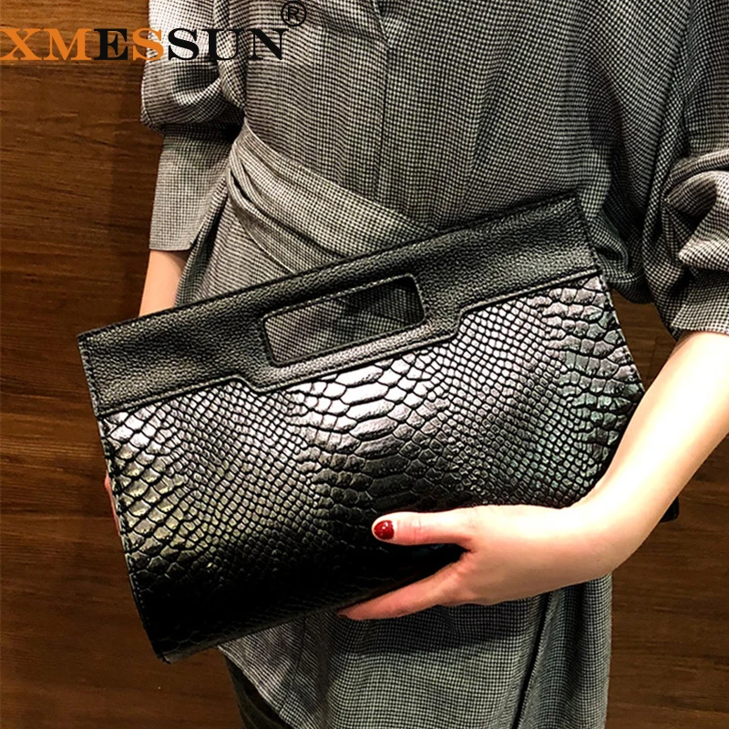 

XMESSUN Snake Clutch Gofrado Python Leather For Lady Handbag Fashion Chain Shoulder Messenger Bag Party Red Dropshipping F101