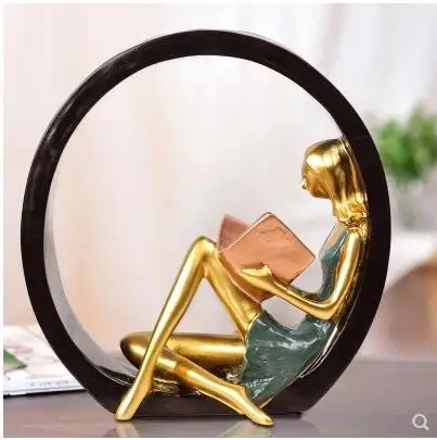 

Reading girl model crafts, home accessories, creative characters desktop decoration, student gifts