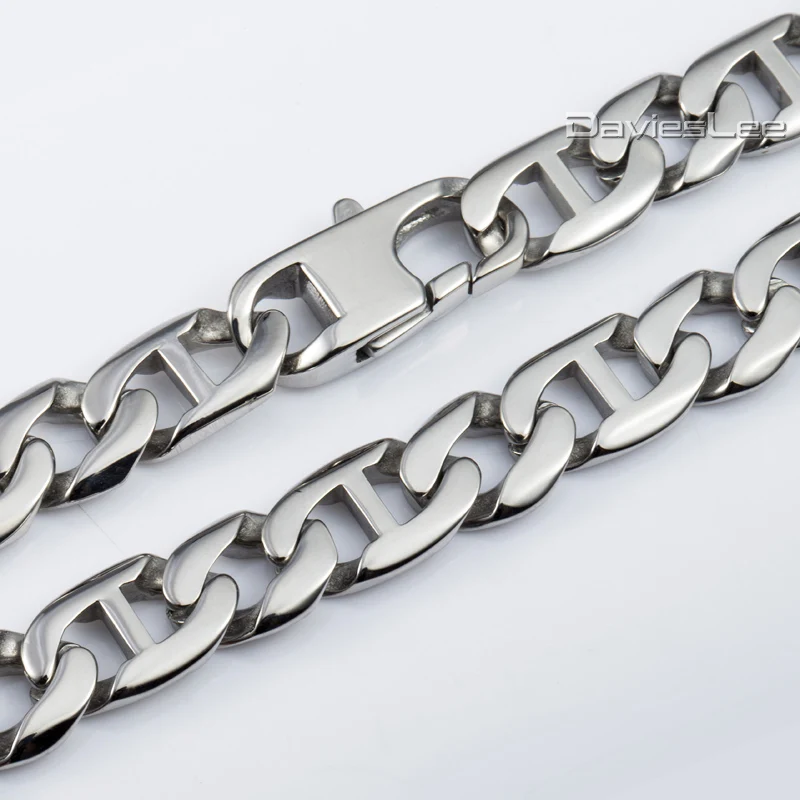 Pesado 20mm Cadena de eslabón cubano de cordón de corte de plata 316L Collar de acero inoxidable para hombre