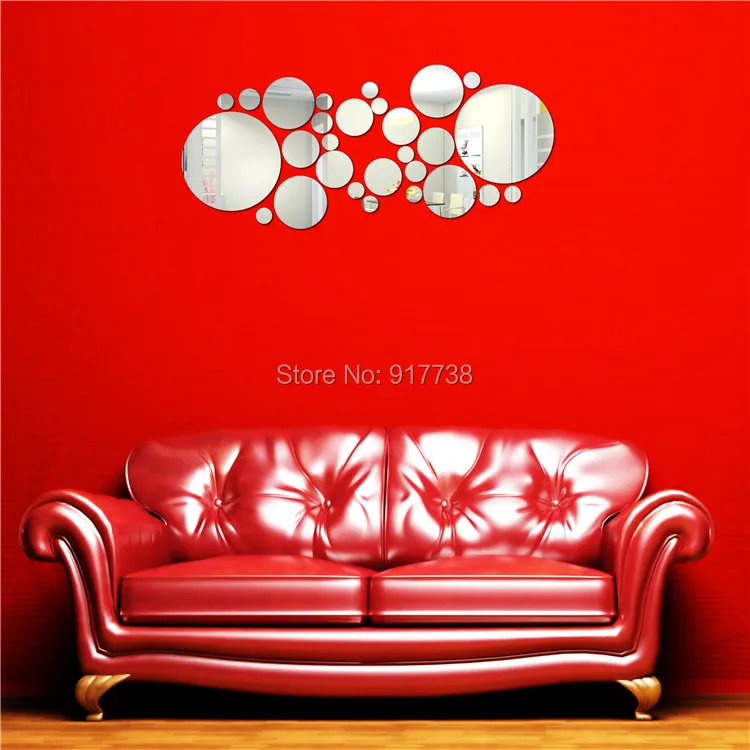 Big Size 30pcs Circles Round Wall Mirror diy Acrylic Wall Decorations