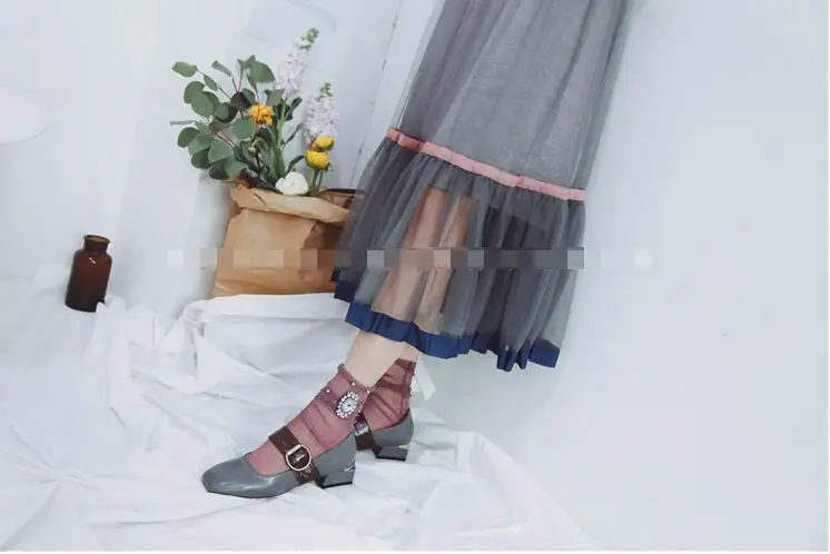 Новое поступление, модные блестящие носки в Корейском стиле, женские весенние носки ярких цветов с драгоценными камнями и цветами ручной