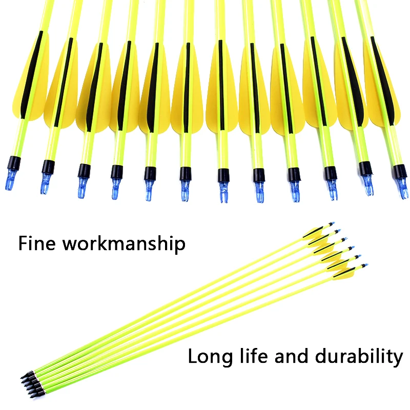 30-Inch-12-Pcs-Yellow-Carbon-Arrow-Black-Yellow-Feather-Replaceable-Arrow-For-Composite-Bow-Hunting(2)