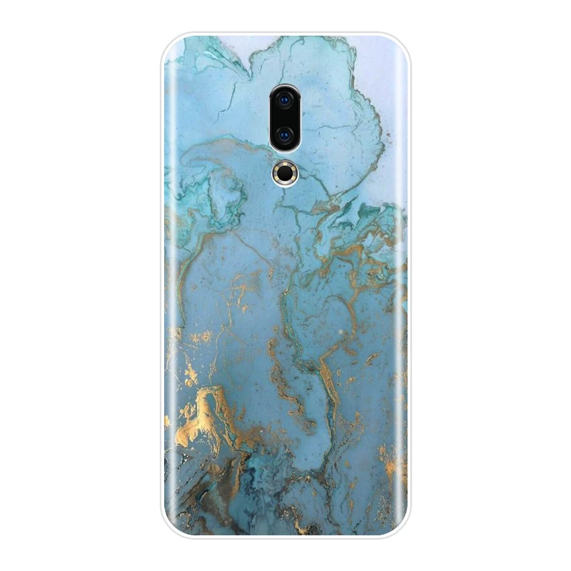 Задняя крышка для Meizu 15 Lite 16 Plus 16th 16x Роскошный Мраморный Синий Мягкий силиконовый