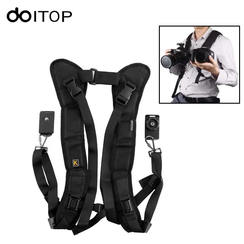 DOITOP Double Dual Camera Shoulder Strap Quick Rapid Sling Strap Vest