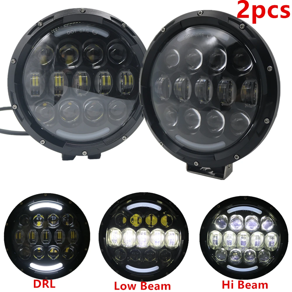 2pcs 7 inch 105W Led Work Light Hi Low Beam Offroad 4WD 4x4 LED DRL HeadLamp For Jeep Toyota Pickup Camper Trailer 12V 24V | Автомобили и