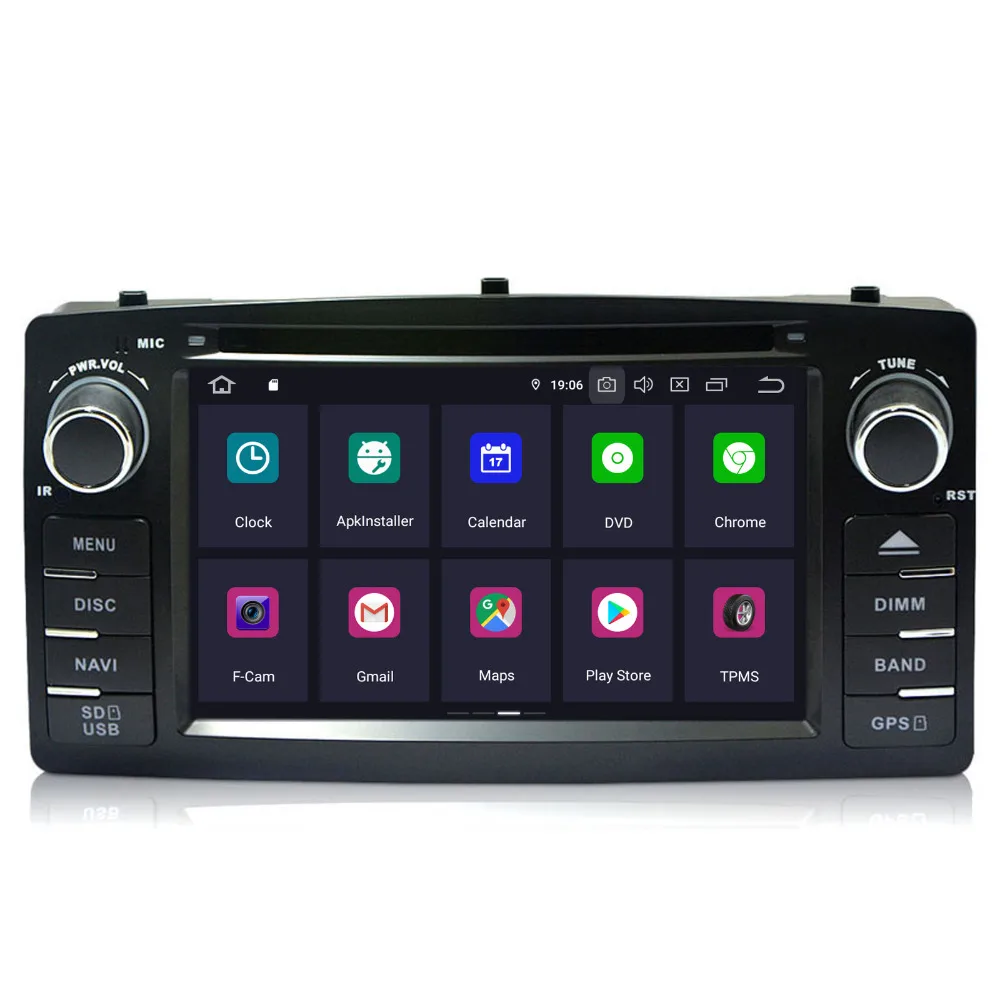 Excellent COIKA Android 9.0 System 2+16G RAM Car Head Unit Stereo For Toyota Corolla E120 BYD F3 Quad Core GPS Navi DVD BT WIFI OBD DVR 4G 2