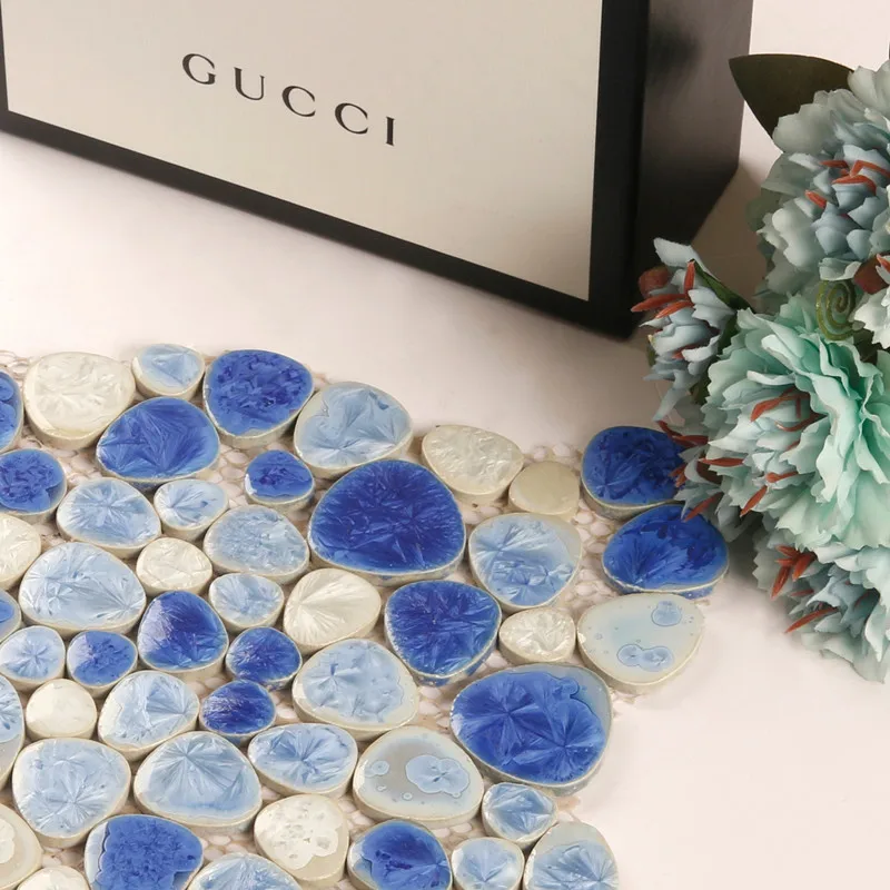 Kepinfy керамические мозаичные наклейки для ванной плитки светло-голубой цвет смешанные DIY pebble mosaico