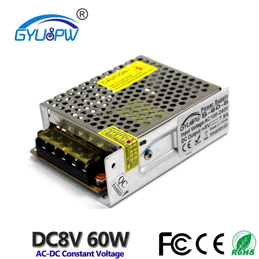 Best quality Power Supply DC8V 7.5A 60W Switching Power Driver AC100