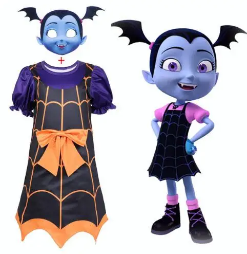

2019 Girl Dress Vampirina 4-9 year old Party Costume Halloween Child Mask Fashion Baby clothes cosplay Kid Vetement disguise