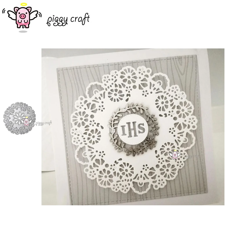 

Piggy Craft metal cutting dies cut die mold 2Pcs Round flower dish Scrapbook paper craft knife mould blade punch stencils dies