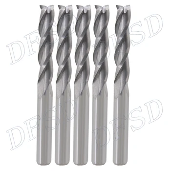 

4mm Shank 17mm Blade Length Carbide CNC Three 3 Flute Spiral Bit End Mill Cutter Pack of 10
