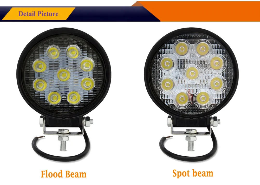 27 Вт круглый 4 inch светодиодные работы трактор работу огни 27 Вт привело worklight 12 В 24 В пятно огни внедорожник offroad 4X4 прицеп x8pcs
