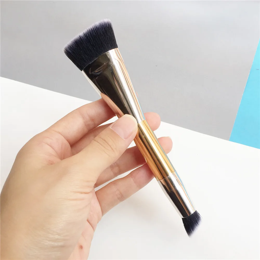 Bd beauty shape+ тени на заказ контурная щетка-двухсторонний металлический плоский контур и угловой консилер-Косметический Макияж Блендер инструмент - Handle Color: ST-CONTOUR