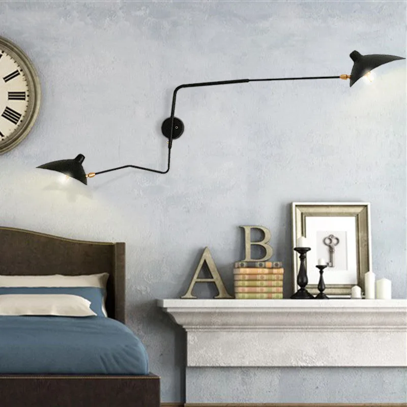 Industrial Vintage Black Retro Loft  Wall Lamps French Designer Rotating Sconce Wall Lights For Home Interior Decor CE UL (29)