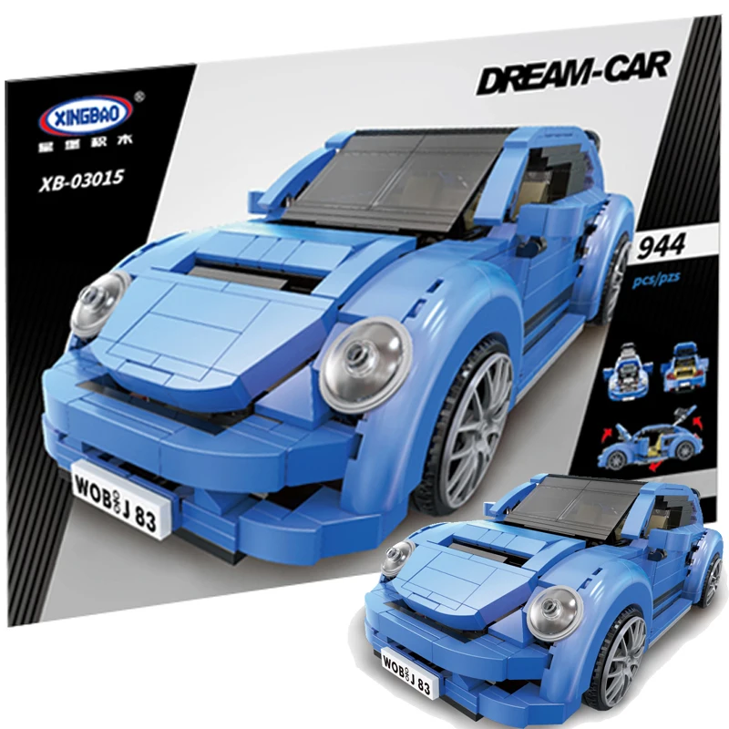 

Xingbao 944Pcs legoings MOC Technic Vehicle City Blue Super Car Educational Building Blocks Bricks DIY Toys For Children Gifts