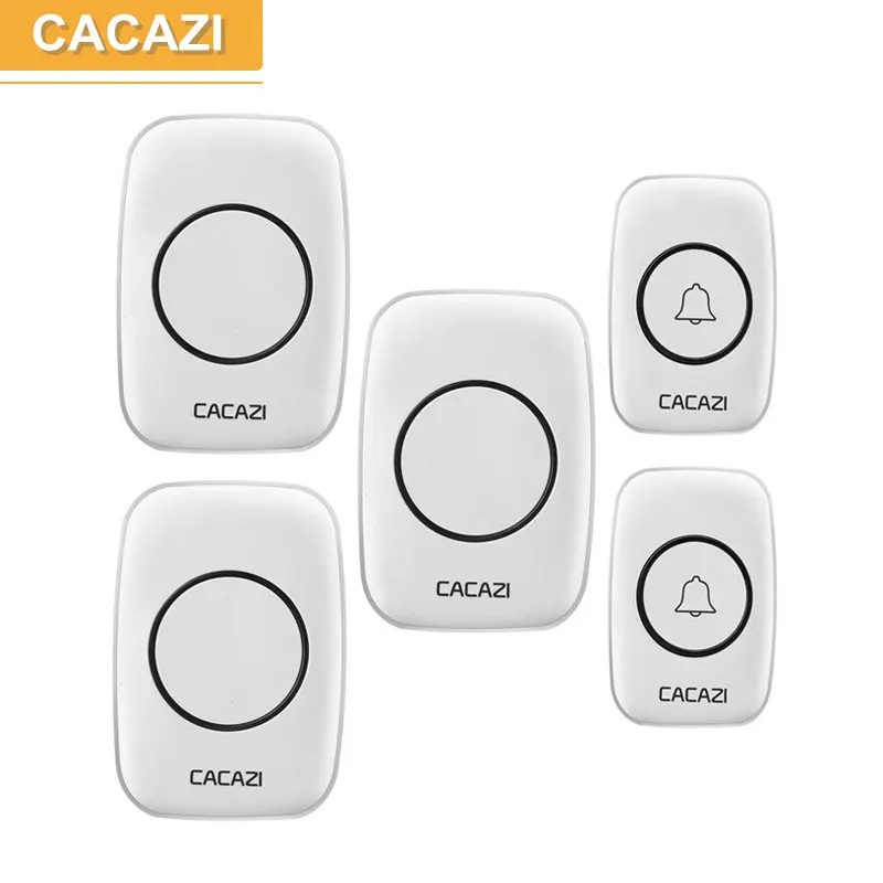 

CACAZI AC 100-240V DoorBell Waterproof 300m work range Wireless Door bell 1 transmitters+2 receivers 38 Ring tunes door chime