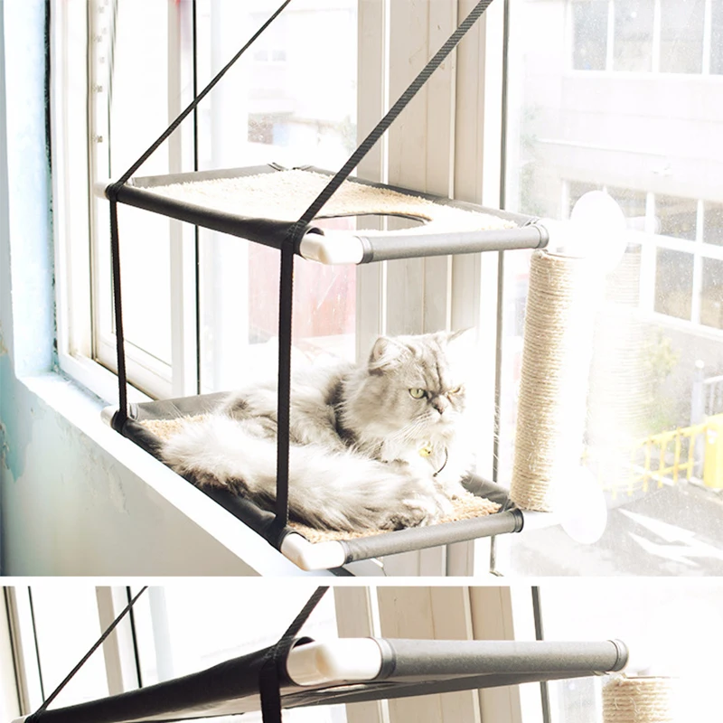 Strong Paste Glass Window Cat Hammock Washable Cat Bed Single or Double Layers Cozy Pet Hanging Window Cat Hanging Mat House9