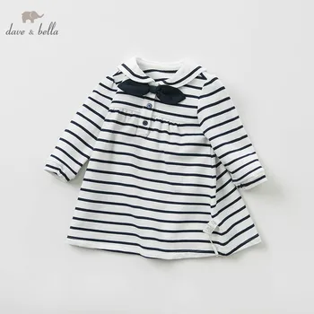 

DB10162 dave bella spring Princess baby dresses girls Lolita dress children long sleeve striped high quality dress
