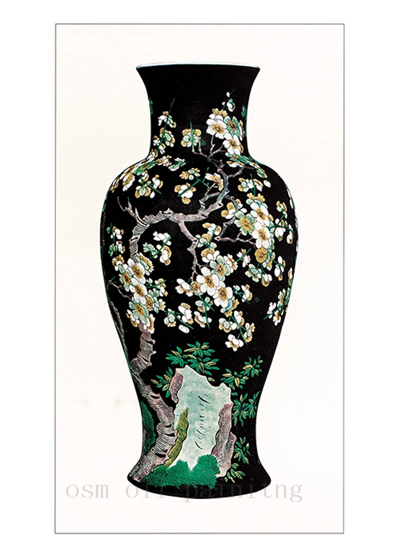 Print Chinease Beautiful Classic Crockery with Flowers Landscape Oil