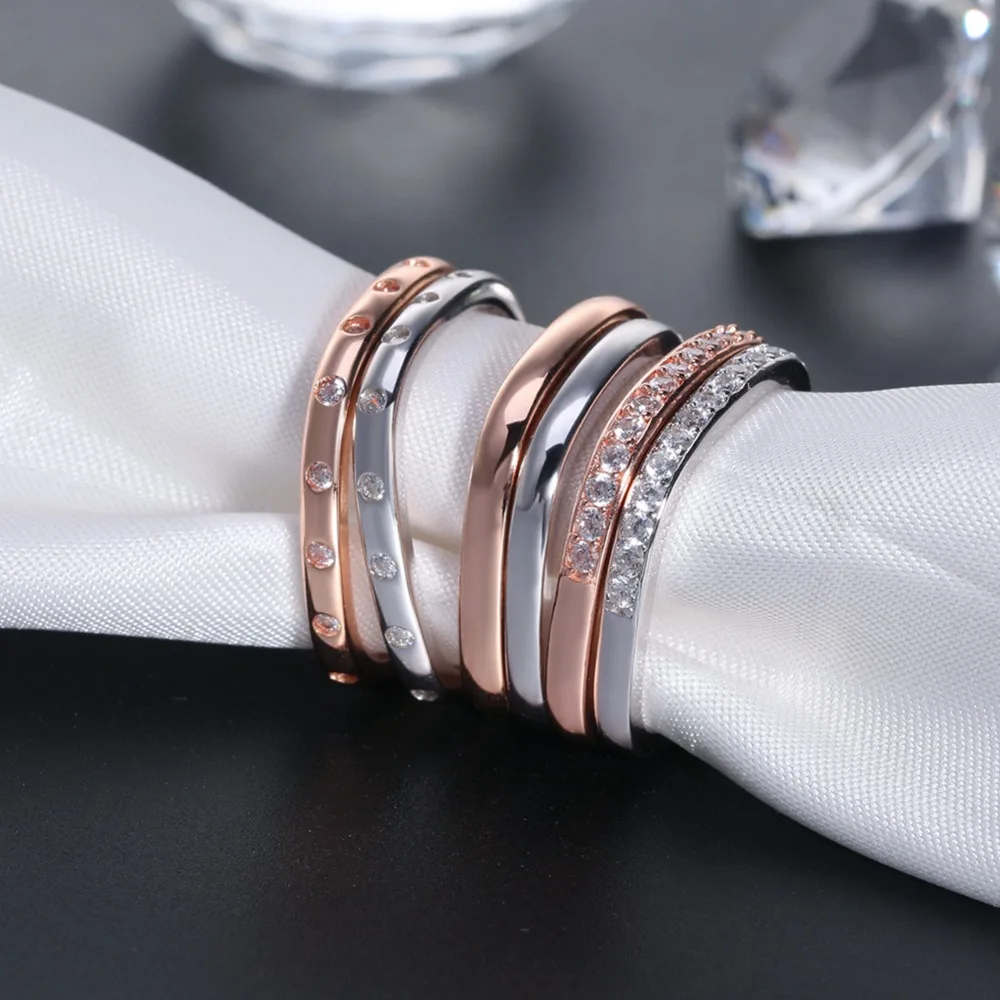 

KISS MANDY 925 Sterling Silver Women Rings AAA Cubic Zircon Unique Setting Fashion Wedding Band For Female Ring Jewelry KSR51