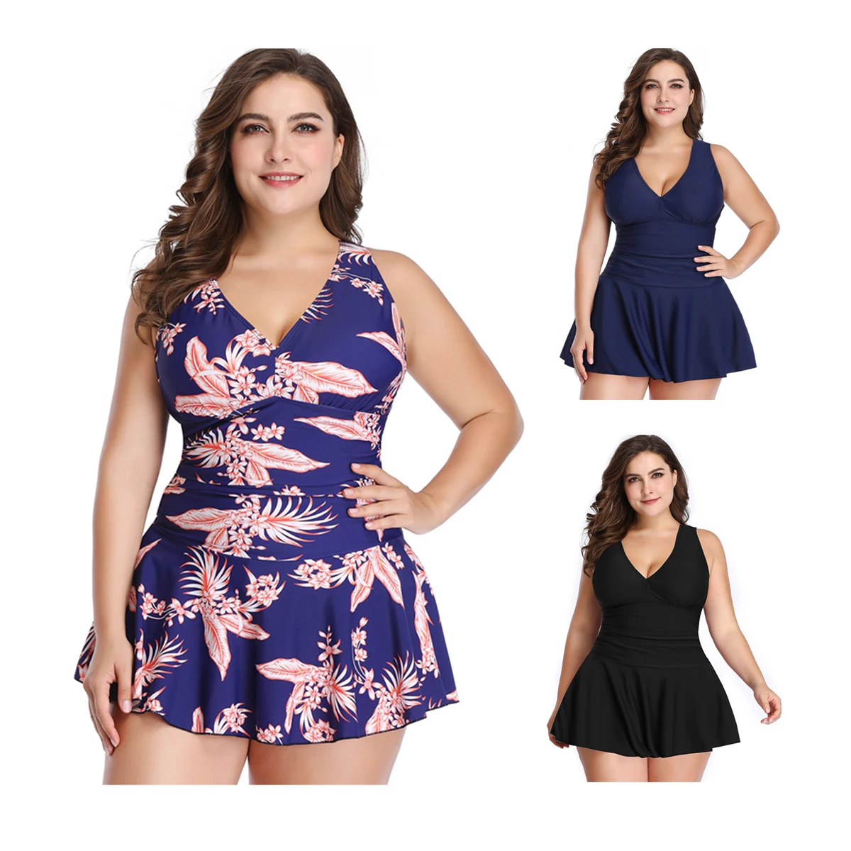 

Women Tankini Plus Size Swimwear Women Swimsuit Two Piece Solid Push Up Swimsuit Swimming Dress Bathing Suit S--3XL