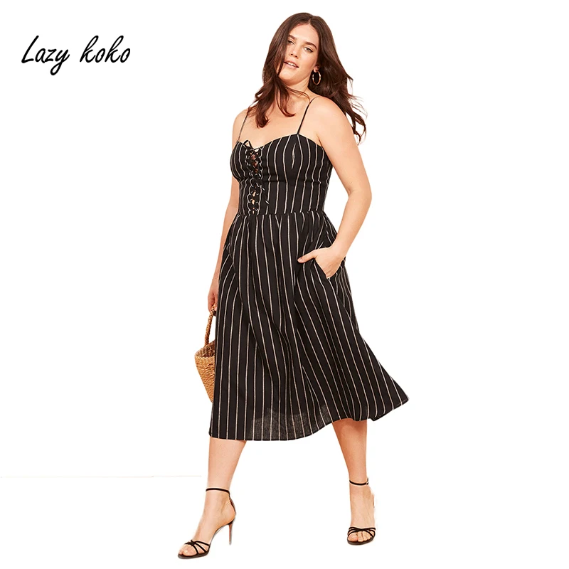 Spaghetti Strap Cross Straps Striped Maxi Dresses