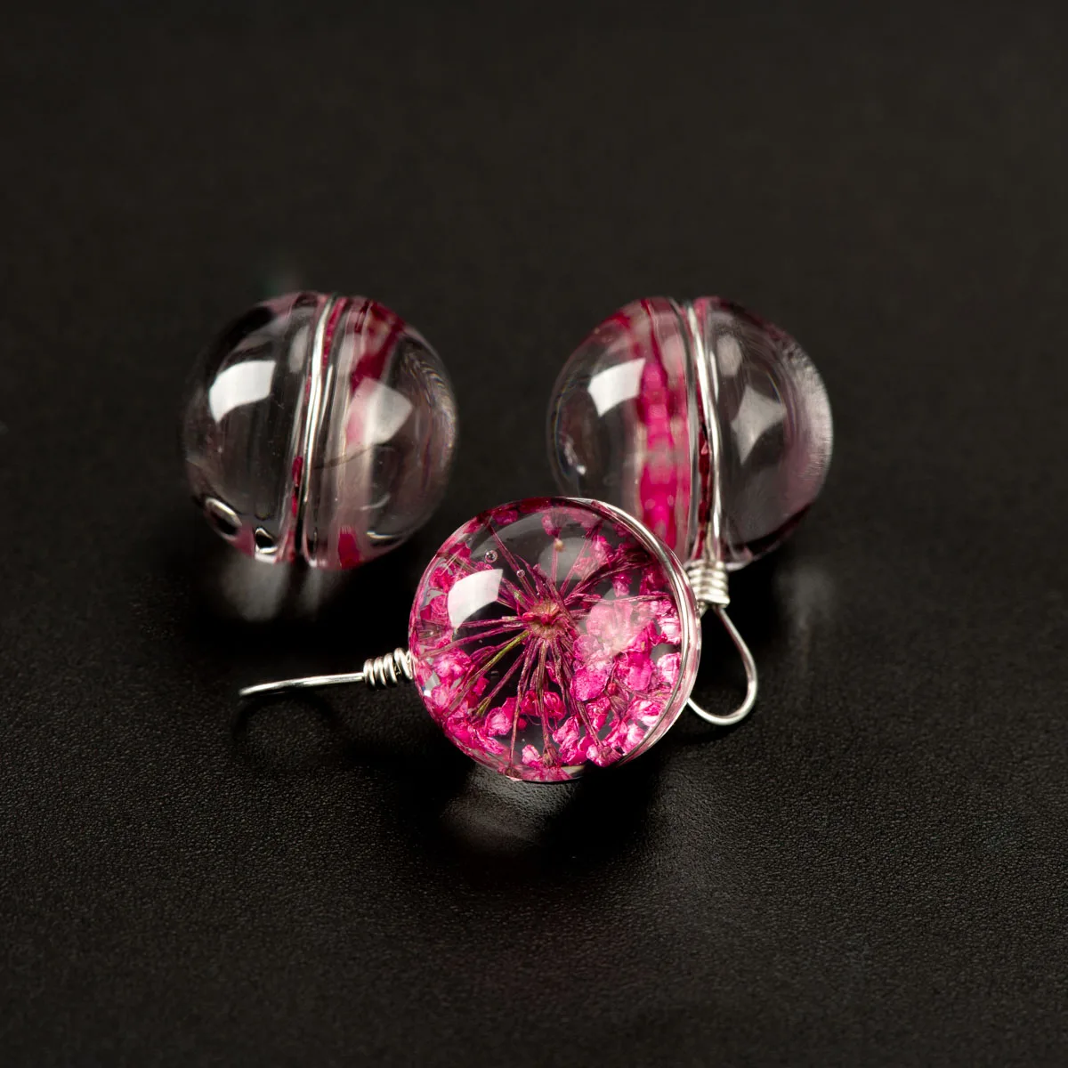 

Dried Flower In Glass Bead DIY Glass Charms Pendant For DIY Earrings Bracelet Choker Necklace Jewelry Making Beads #IZ206