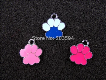 

AE502 Mix Color 100Pcs Alloy Metal Enamel Bear Foot Charms Pendants 18x17mm