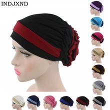 Для женщин большой цветок модель платок шапочка для химиотерапии западный стиль рюшами Рак химиотерапия шляпа Beanie шарф Тюрбан обёрточная бумага хеджирования кепки