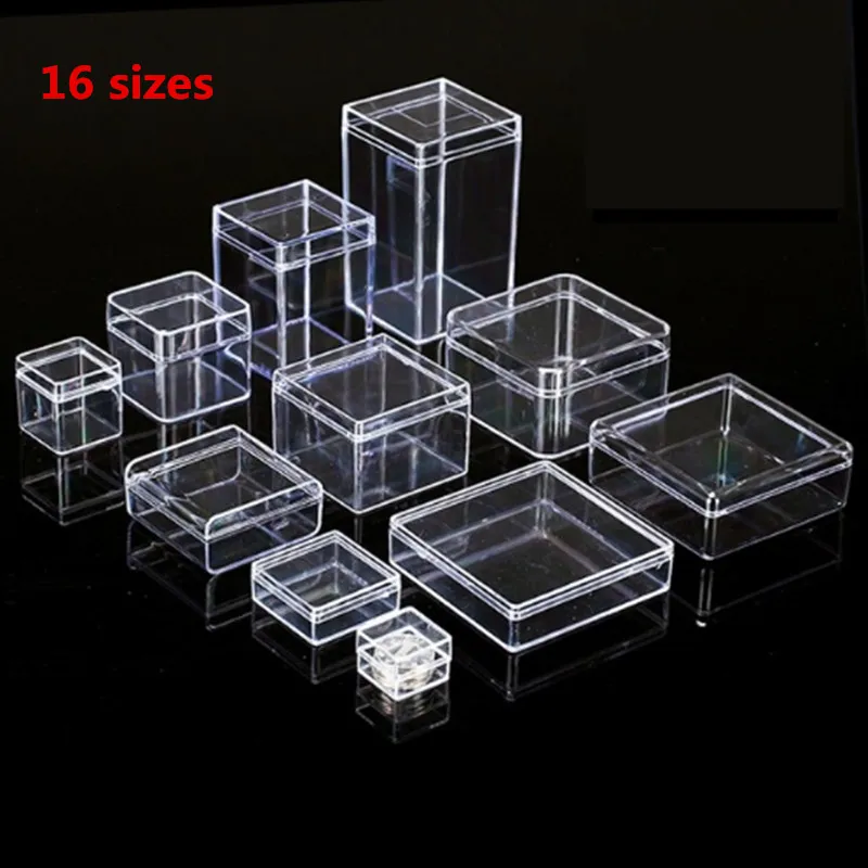 

16 sizes Small transparent plastic box coin capsules case Clear PS Storage Box Candy Gadget Packaging Box Beads/Jewelry Gift Box