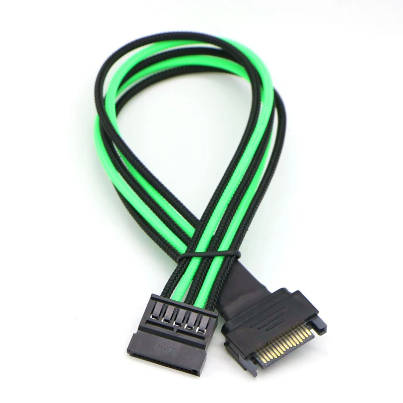 

Muticolor Color Single Sleeved Sata 15Pin Male to Female Power Extension Cable.