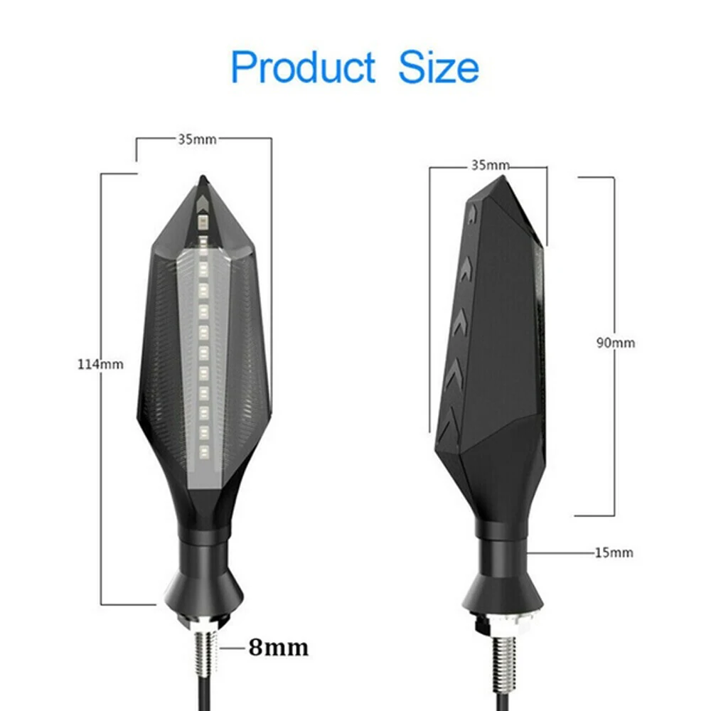 Discount 2pcs LED Motorcycle Directional Lights Flowing Motorcycle Turn Signal Light Motor Indicator Lamps Night Safety Cycling Lights 5