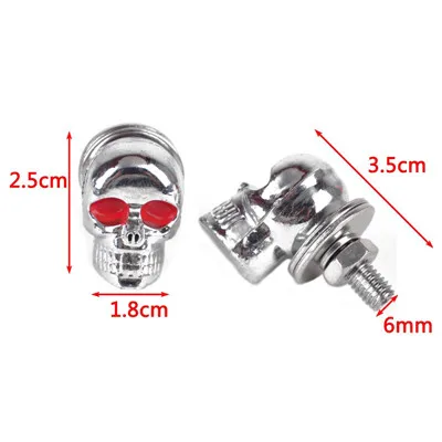 4x6 мм DIY 3D дизайн украшения Хром череп красный глаз номерной знак Болты шасси набор винт универсальный размер, автомобильные огни грузовик - Название цвета: Серебристый