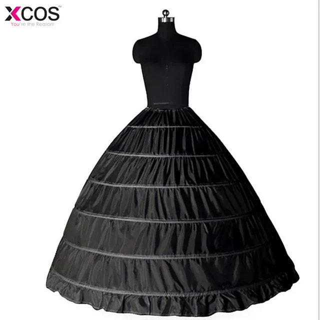 XCOS черные свадебные аксессуары Петтикот Vestido Longo бальное платье кринолин нижняя юбка 6 Обручи юбка Подъюбники