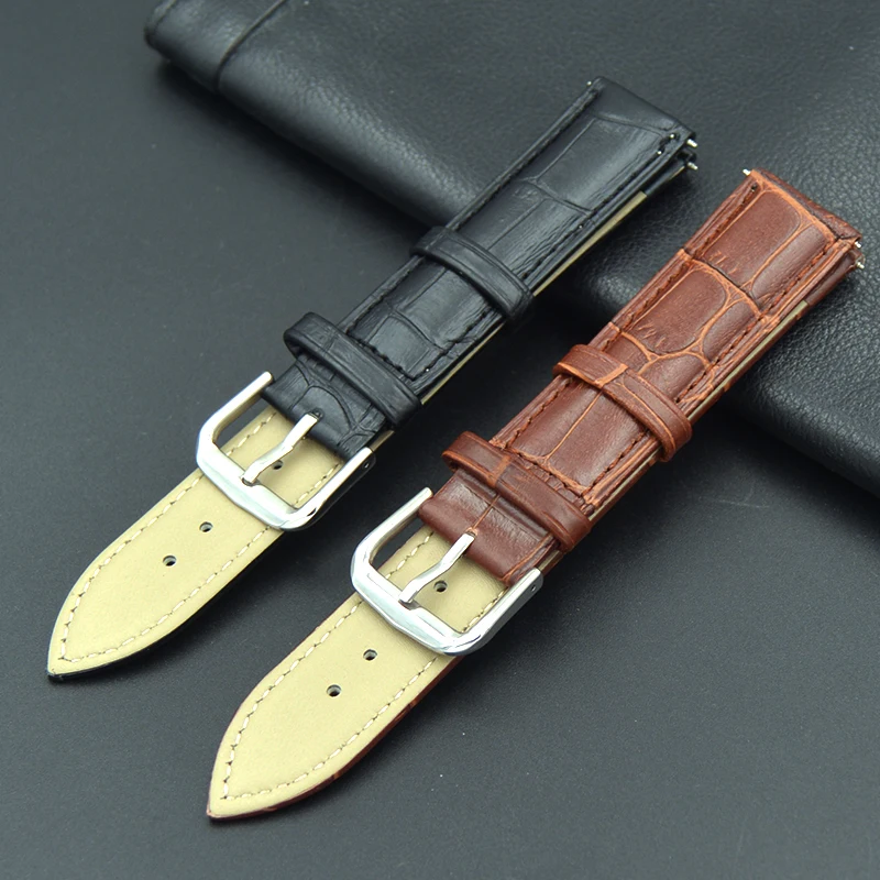 

16 18 20 22 24mm Bamboo pattern Brown WatchBands Genuine Leather Straps for IWC Men woman Stainless Steel Buckle Belt Bracelet
