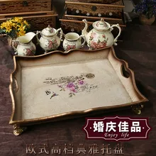 Урожай Американский Отель Чайный Поднос Поднос Чашки Континентальный Хлеба Деревянный Лоток Творческий Дом Поддоны