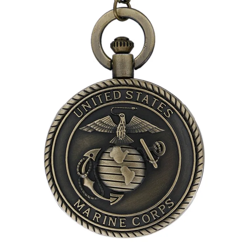 Retro Bronze U.S Department of The Army Navy Airforce Marine Corps Coast Guard 1790 Firefighter Pocket Watch Necklace Chain Gift 2018 (4)