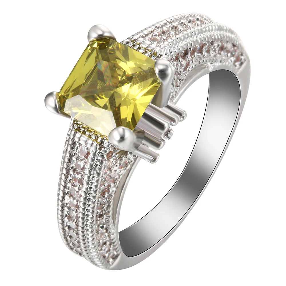 UFOORO imitation ring jewelry wedding band square zircon cheap new