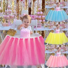 Роскошные Тюль Юбка для стола DIY Туту посуда юбки для души ребенка украшения мальчиков комплект для девочек 1st День рождения поставки розовый