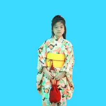 Новое японское кимоно для девочек традиционная детская одежда юката для сцены сценический костюм юката с цветочным принтом