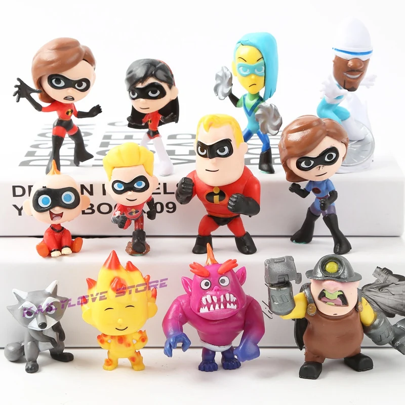 

12pcs/set Cute version The Incredibles 2 movie Super Man Family figure toys