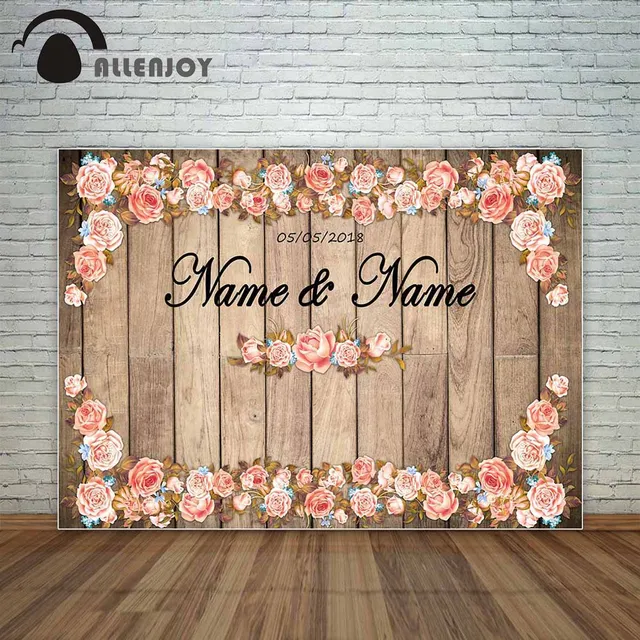 Allenjoy photography backdrop vintage wedding wood flowers romantic lovers backdrop background for photo studio photocall vinyl