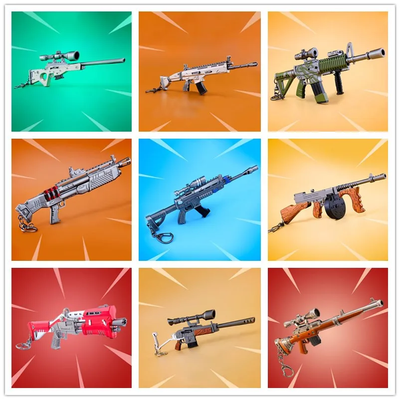 

17cm High Quality Game Gun Model Battle Royale M416 Scar Rifle Rocket Toy Gun Alloy Weapons Toy Keychain Kid Toy Collection Gift