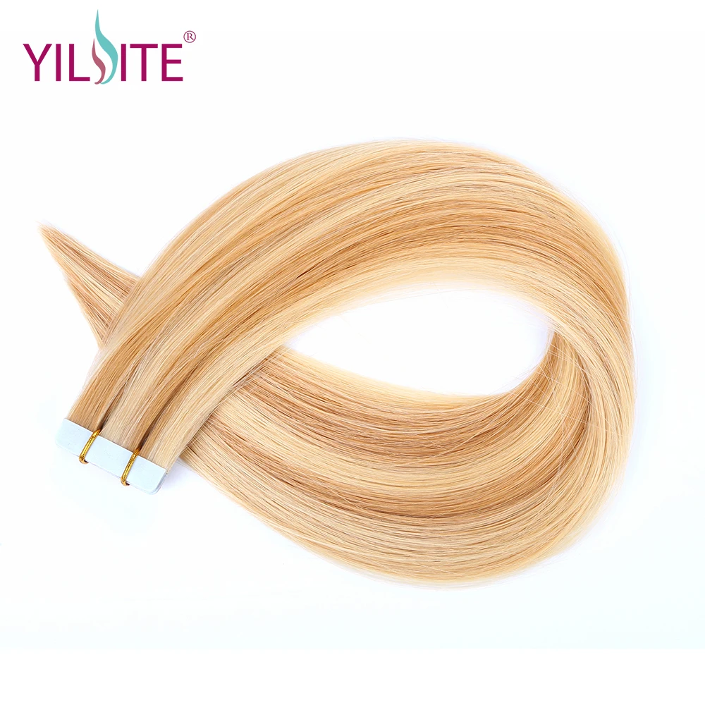 YILITE 16inch Tape In Human Hair Extensions Piano color 27/613