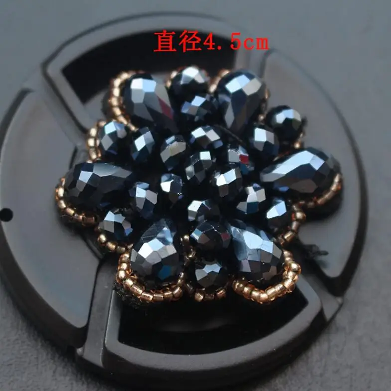 

6pcs 4.5*4.5cm Navy blue flowers beades Rhinestones beads clothes dress appliques patches Accessories Patches Badge A321