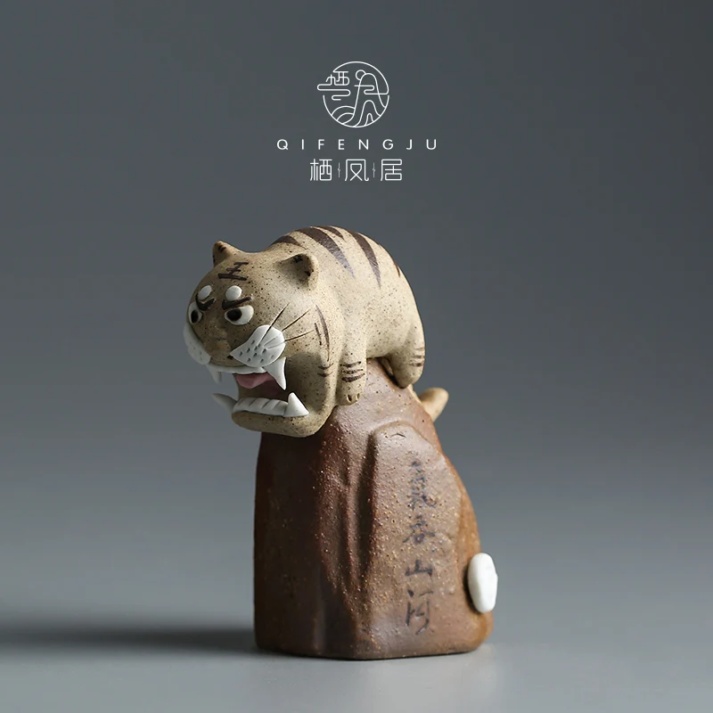 

home decor miniature figurines fairy garden room accessories meditation desk decoration tiger Animal Ceramic Kung Fu feng shui