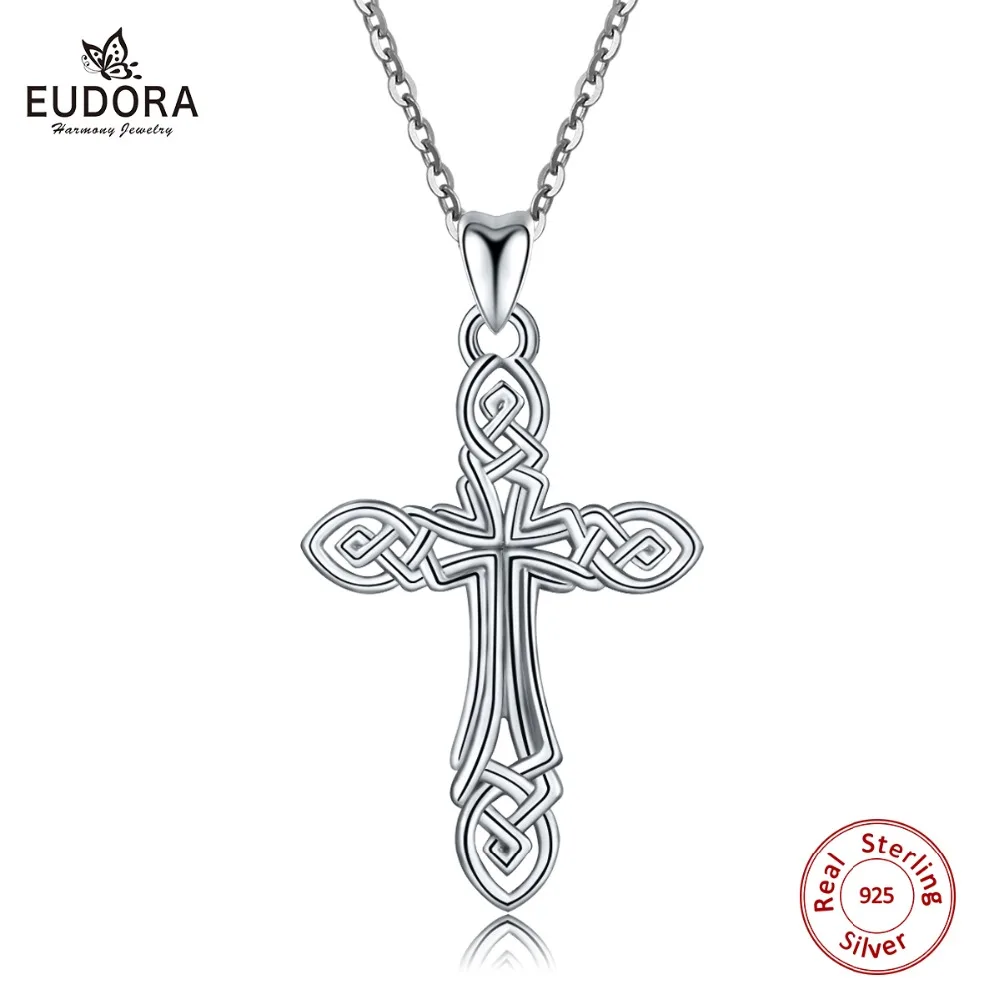 Юдора уникальный 925 стерлингового серебра кельтские узлы крест кулон ожерелье Модные женские мужские ювелирные изделия Cros Cheilteach Collier D131