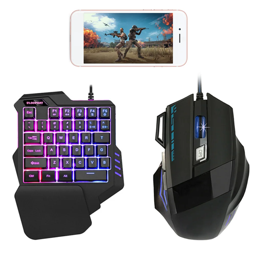 

Ergonomic Home For PC Laptop Gaming Smooth Keyboard Mouse Set Wired Backlight USB Powered Sensitive ABS Single Hand Office